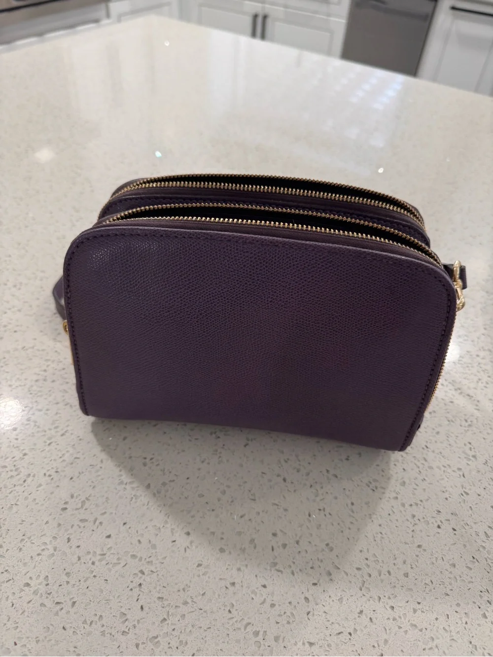 Michael Kors Leather Double-Zip Crossbody with Gold Hardware